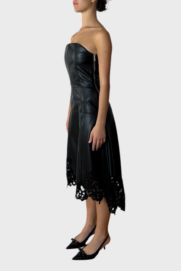 Abito midi nero con pizzo