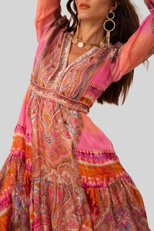 Abito lungo in chiffon