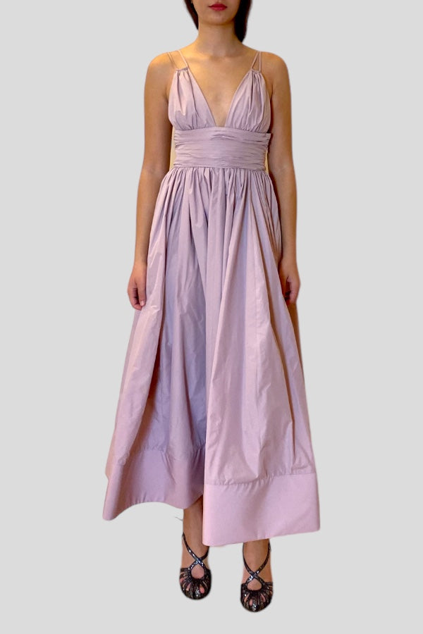 Abito in taffetas scollato rosa