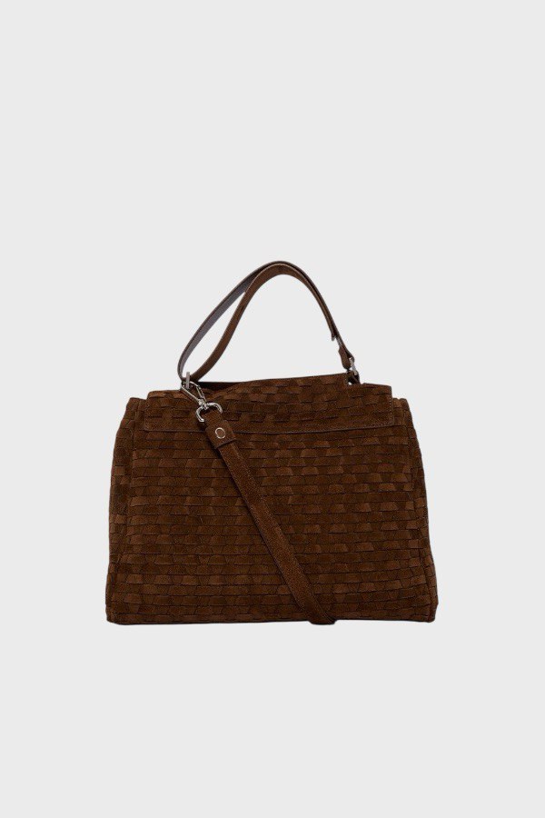 Borsa Sveva Orciani media in pelle scamosciata woven 1