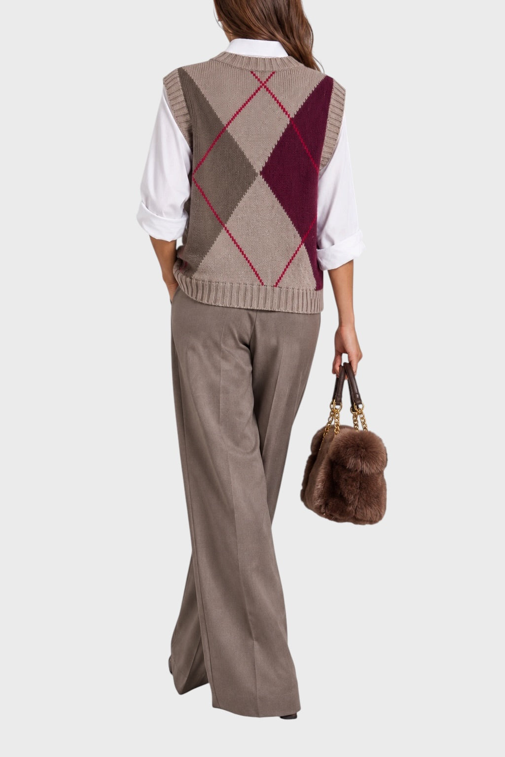 Gilet BE YOU a Rombi Taupe Bordeaux