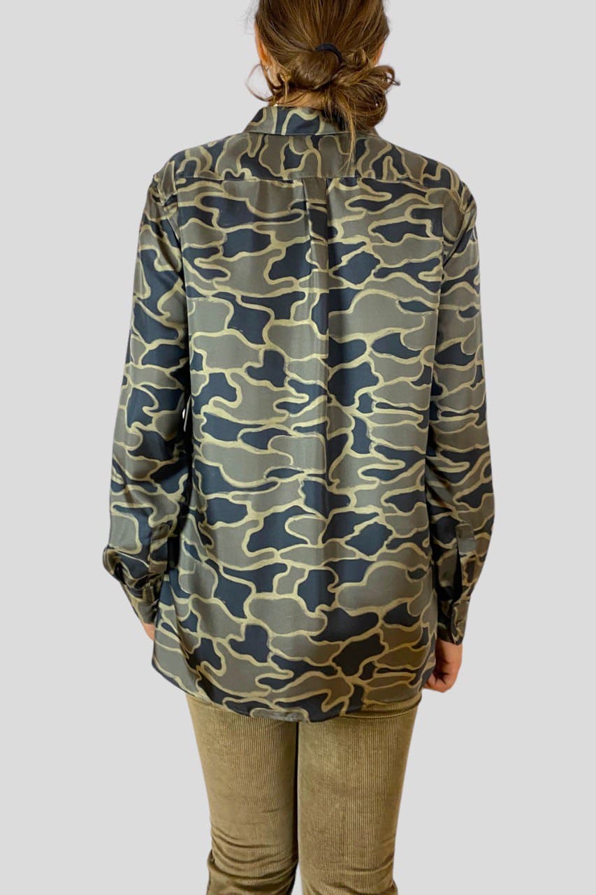 Camicia fantasia camouflage in seta