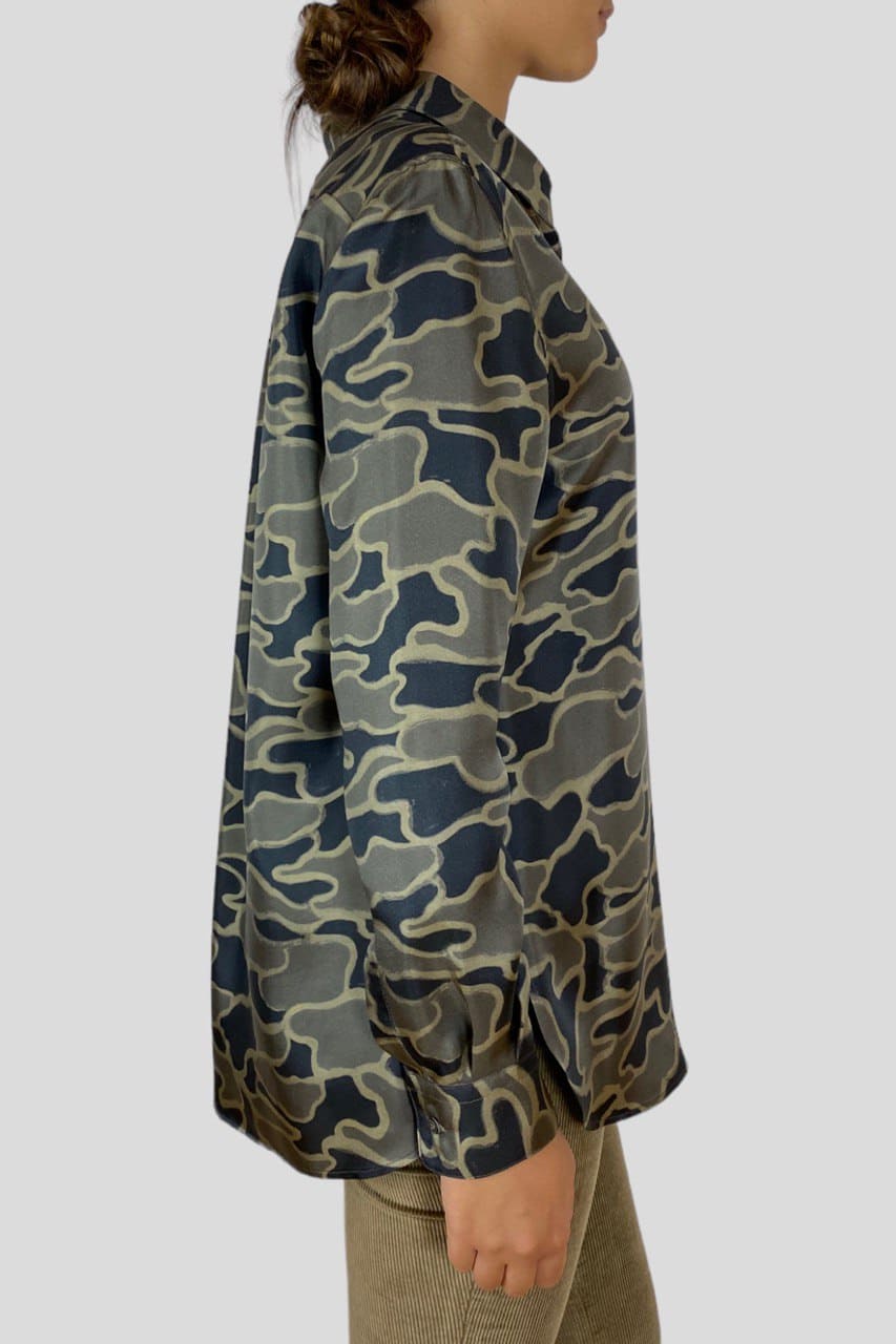 Camicia fantasia camouflage in seta