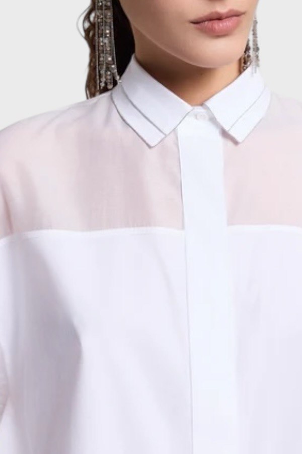 Camicia in organza di cotone e seta