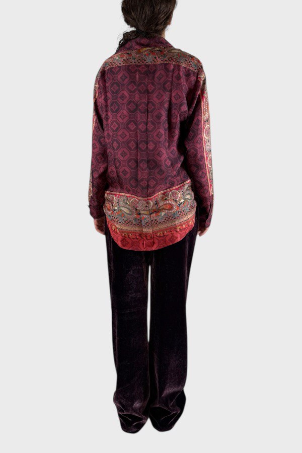 Camicia in seta  fantasia bordeaux 2