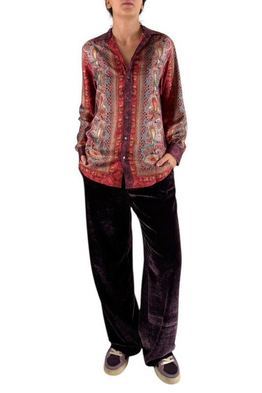 Camicia in seta  fantasia bordeaux