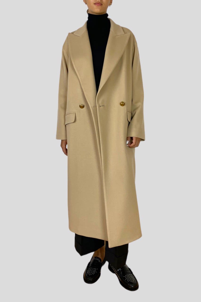 Cappotto doppiopetto in lana e cashmere