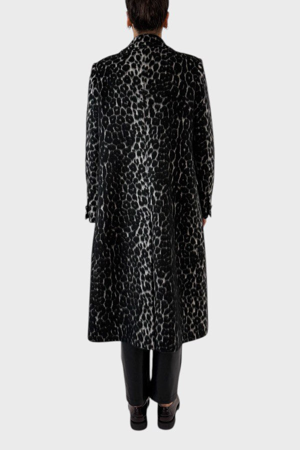 Cappotto doppiopetto stampa leopardo