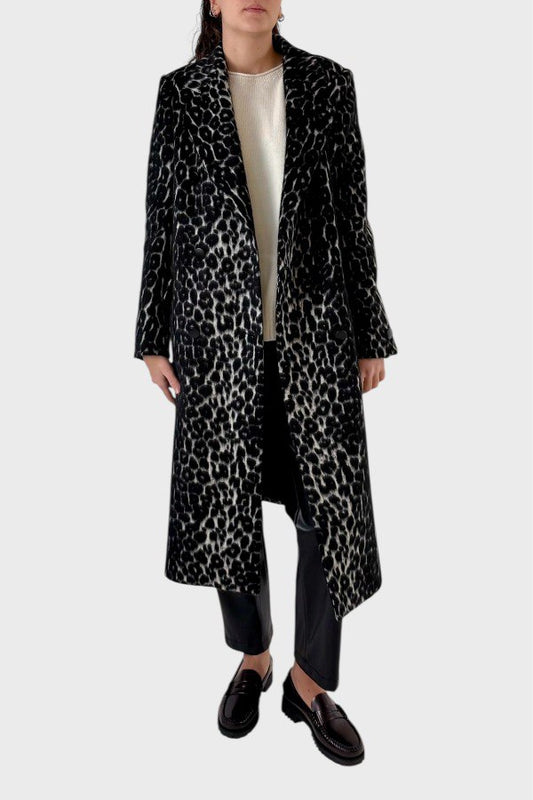 Cappotto doppiopetto stampa leopardo