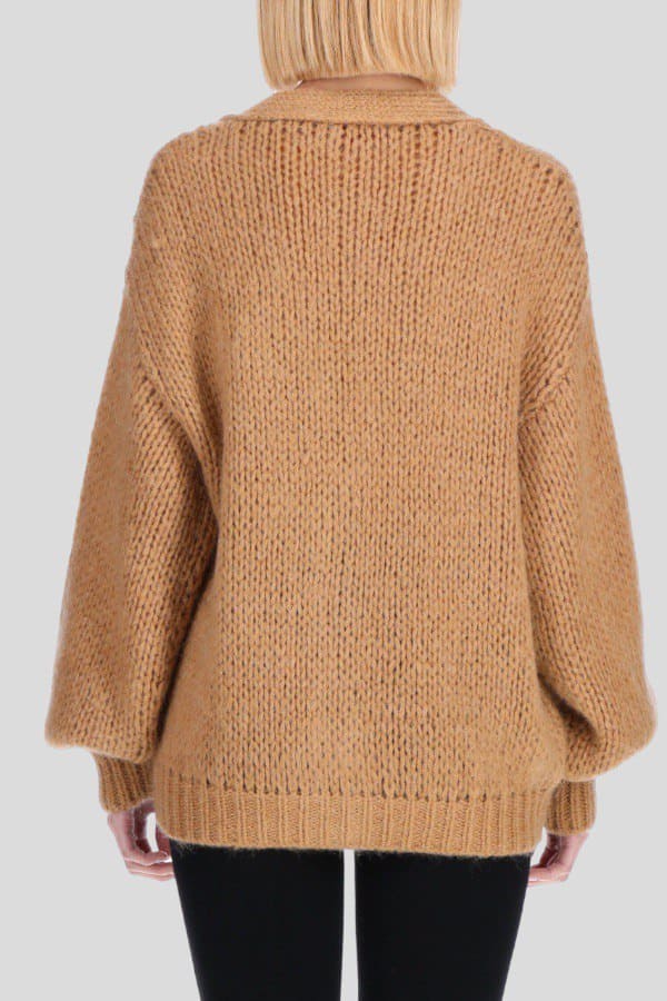 Cardigan Ermanno Firenze cammello a trama grossa