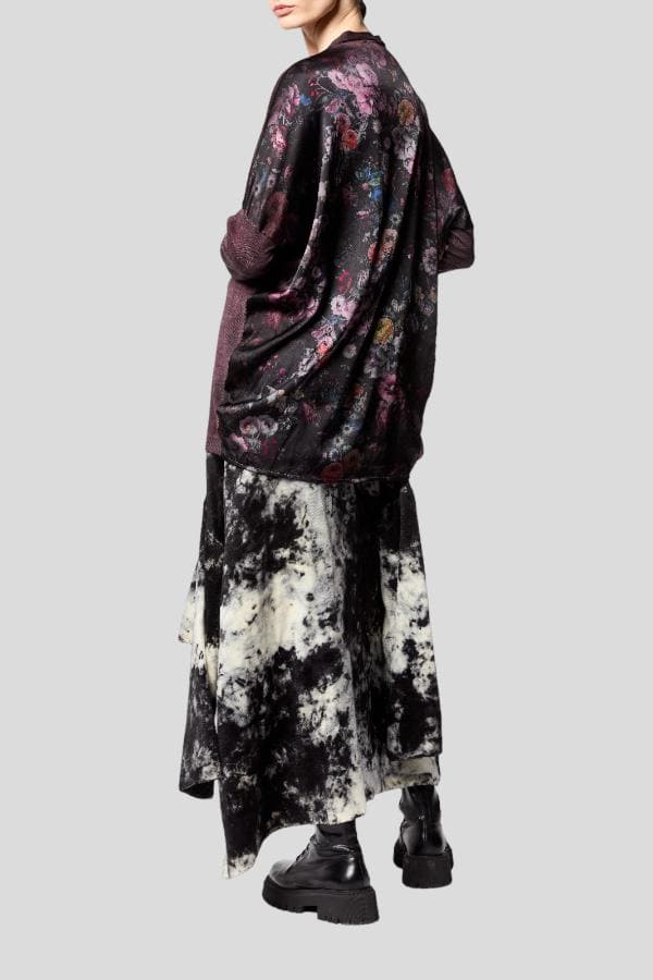 Cardigan in seta con stampa seppia