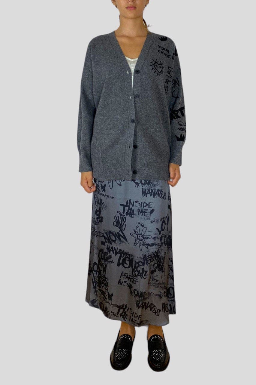 Cardigan Sweet Cashmere motivo graffiti