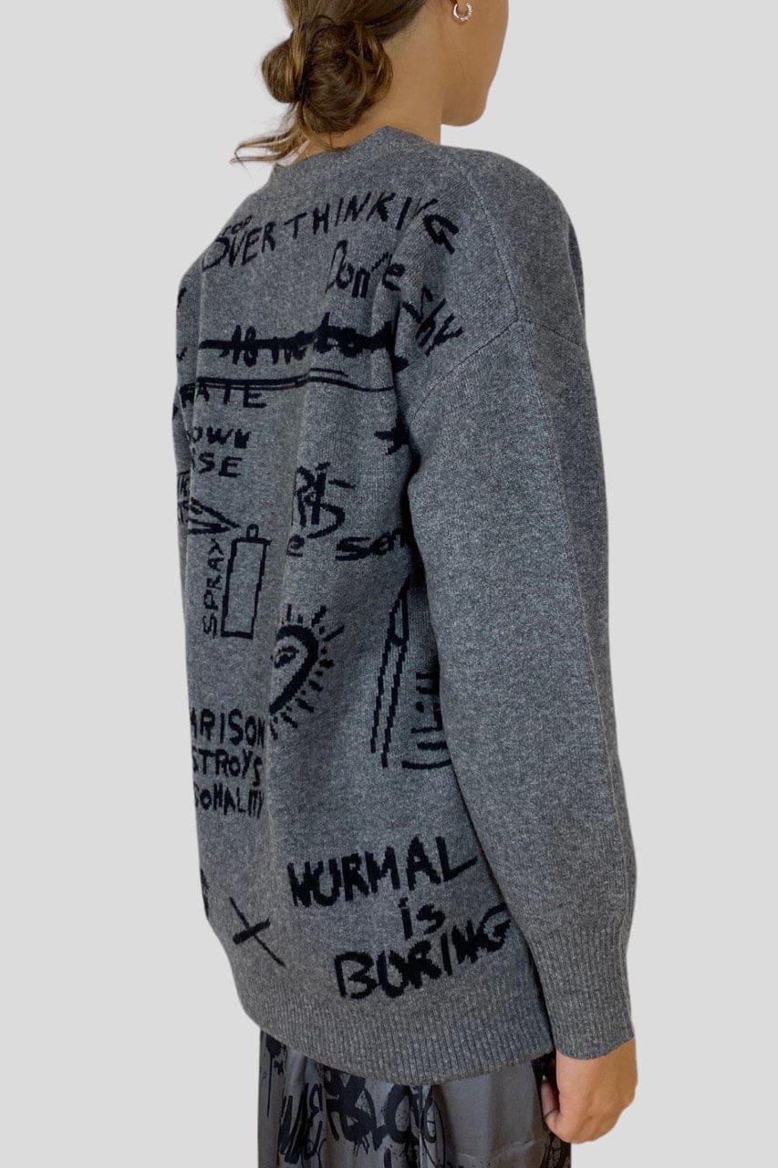 Cardigan Sweet Cashmere motivo graffiti