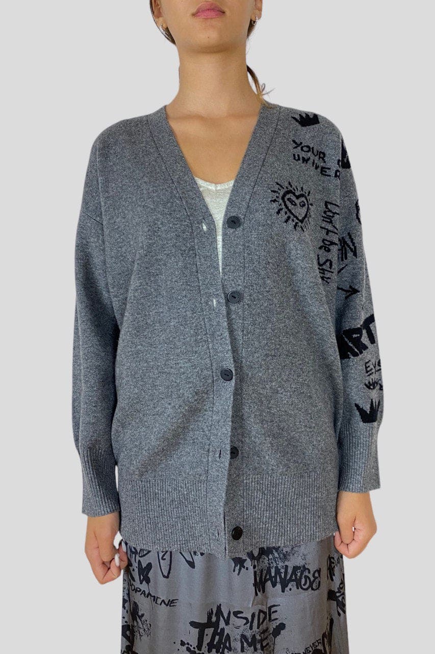 Cardigan Sweet Cashmere motivo graffiti