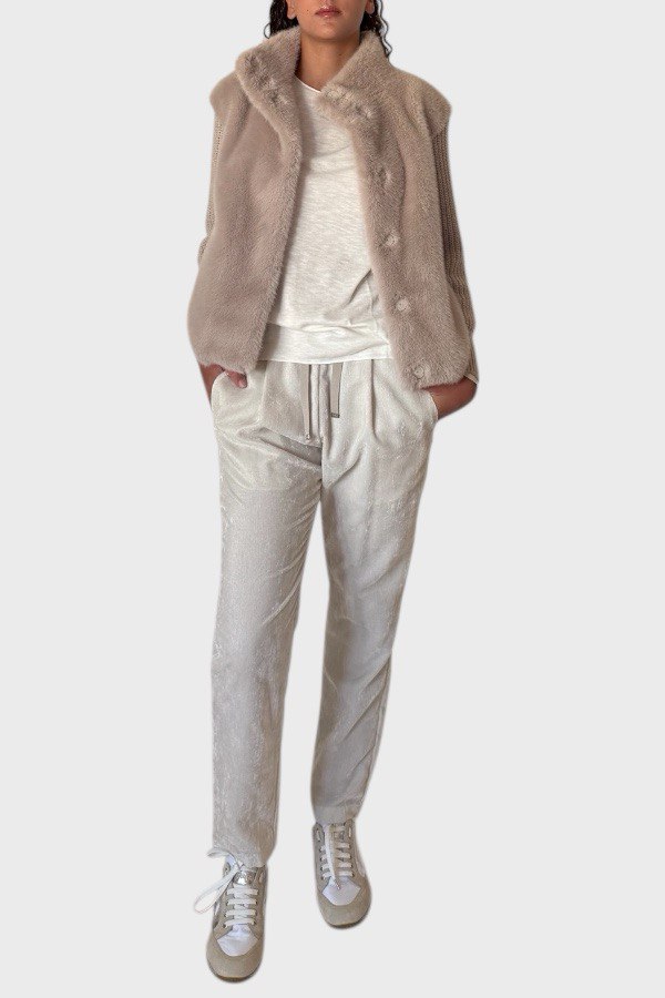 Giacca Herno Donna Eco pelliccia e maglia crema 1