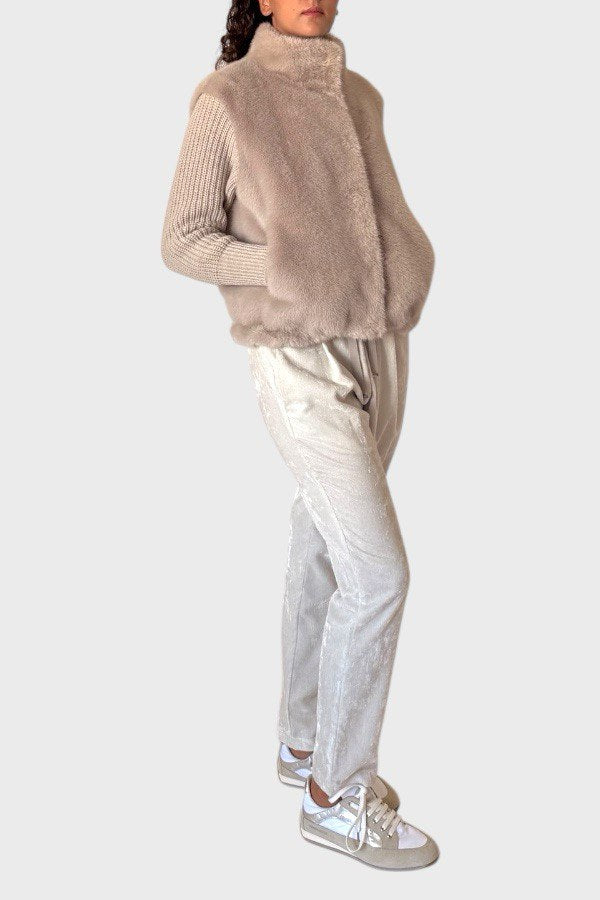 Giacca Herno Donna Eco pelliccia e maglia crema