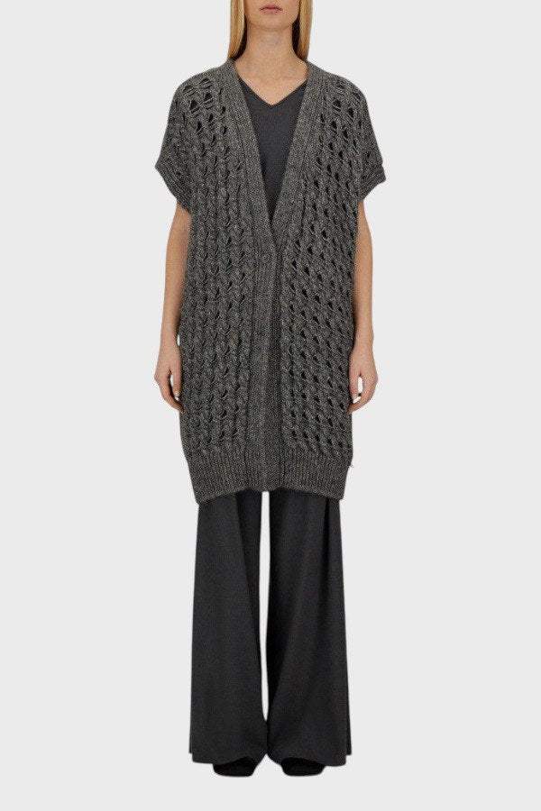 Cardigan smanicato in maglia traforata Herno 1