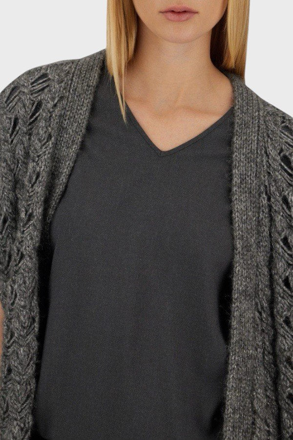 Cardigan smanicato in maglia traforata Herno 2