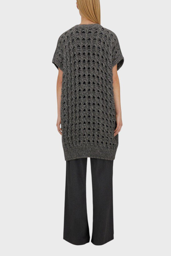 Cardigan smanicato in maglia traforata Herno 4