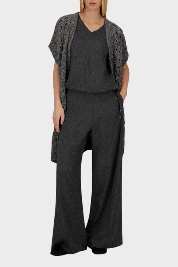 Cardigan smanicato in maglia traforata Herno