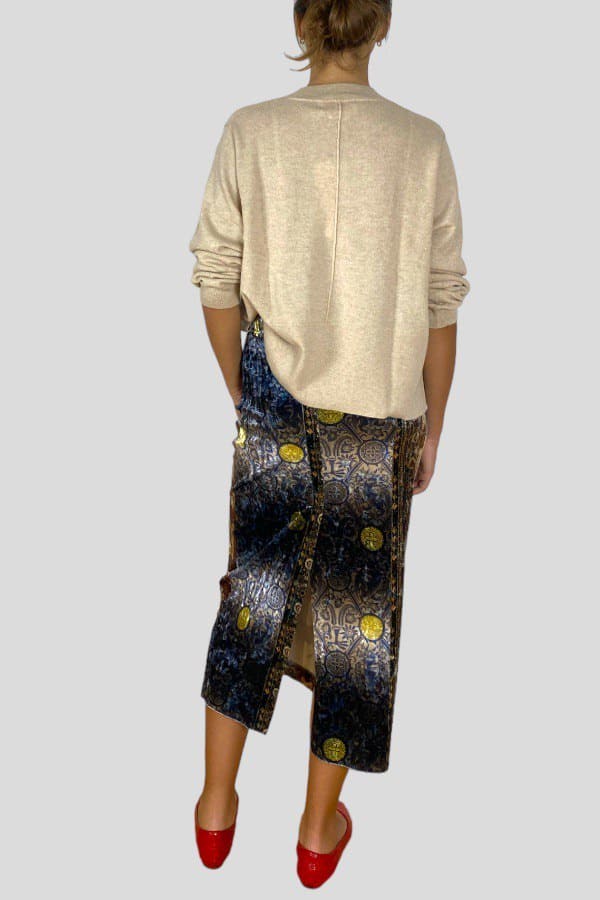 Gonna midi Pierre-Louis Mascia blu navy