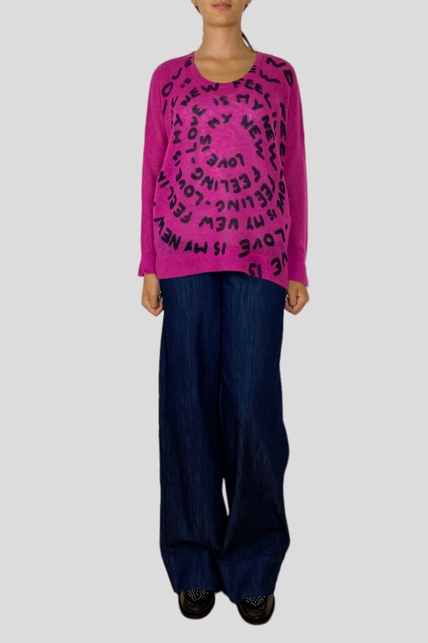 Maglia in cashmere motivo scritte