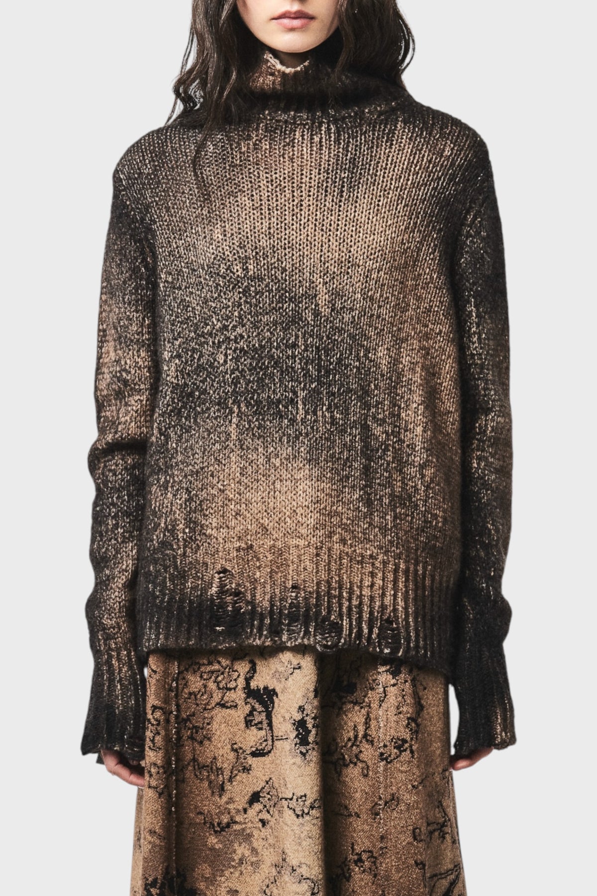 Maglione collo alto effetto sfumato