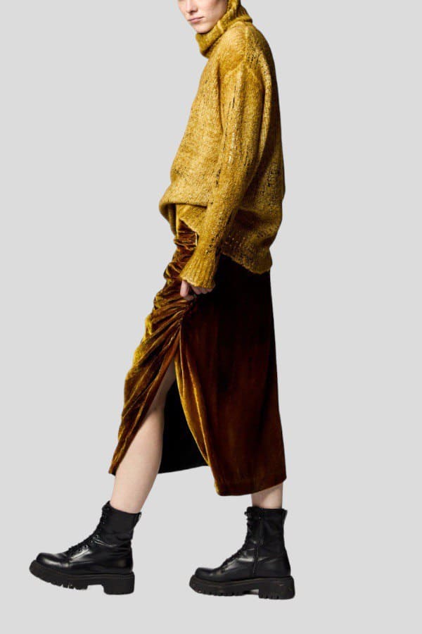 Maglione collo alto con trama metallizzata