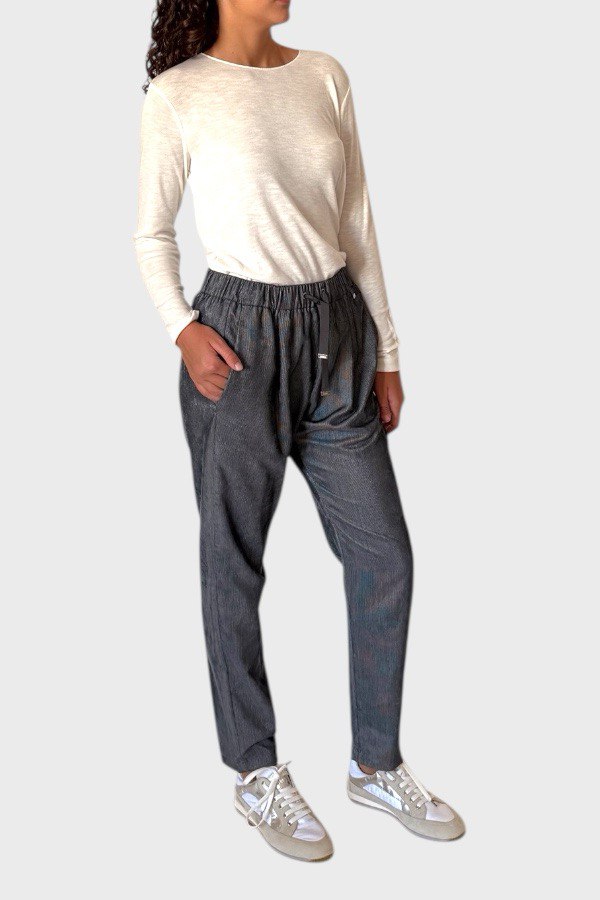 Pantaloni  grigi velluto a coste e lurex Herno