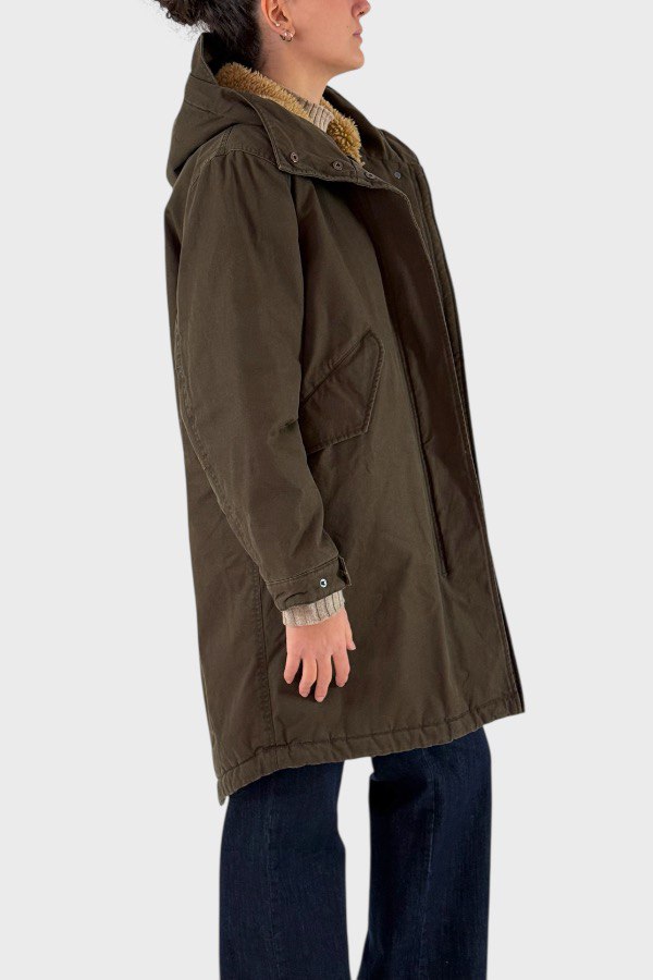 Cappotto con cappuccio verde militare 2