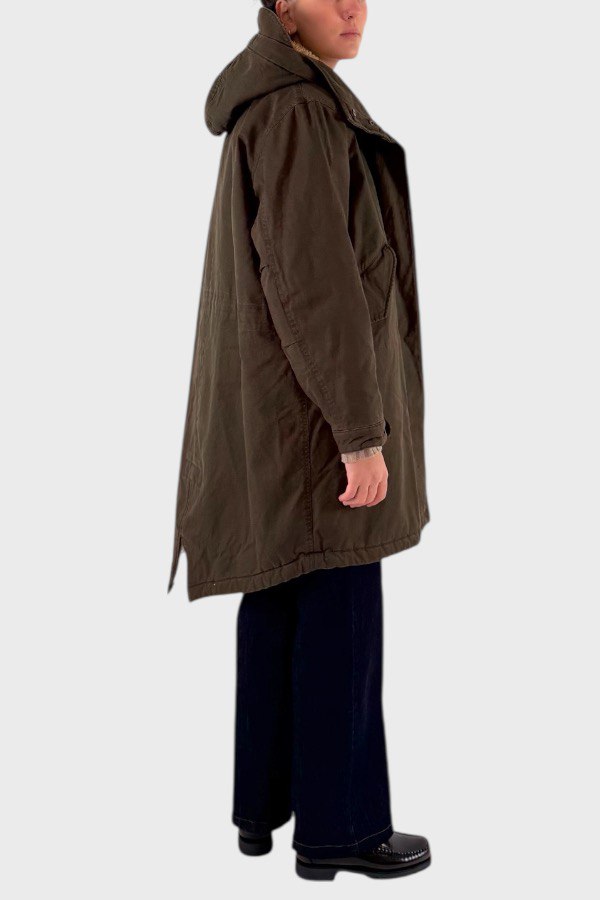 Cappotto con cappuccio verde militare 3