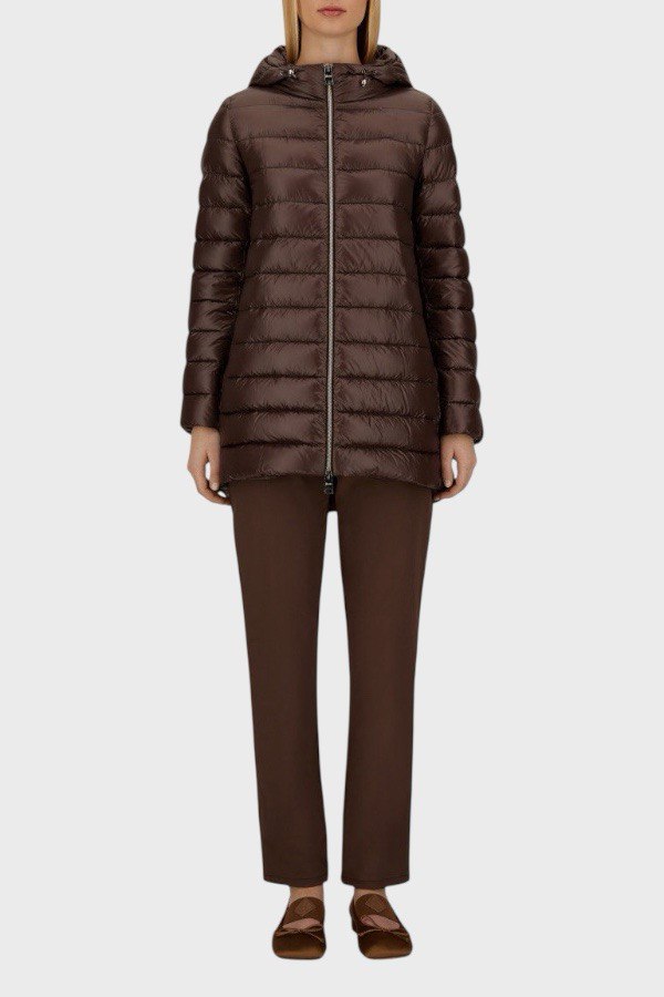 Giacca con cappuccio in Nylon marrone 1