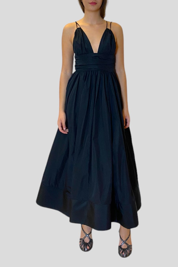 Abito in taffetas scollato nero