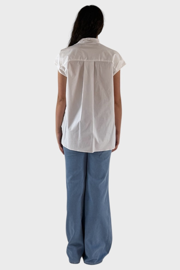 Camicia bianca maniche corte con ricami