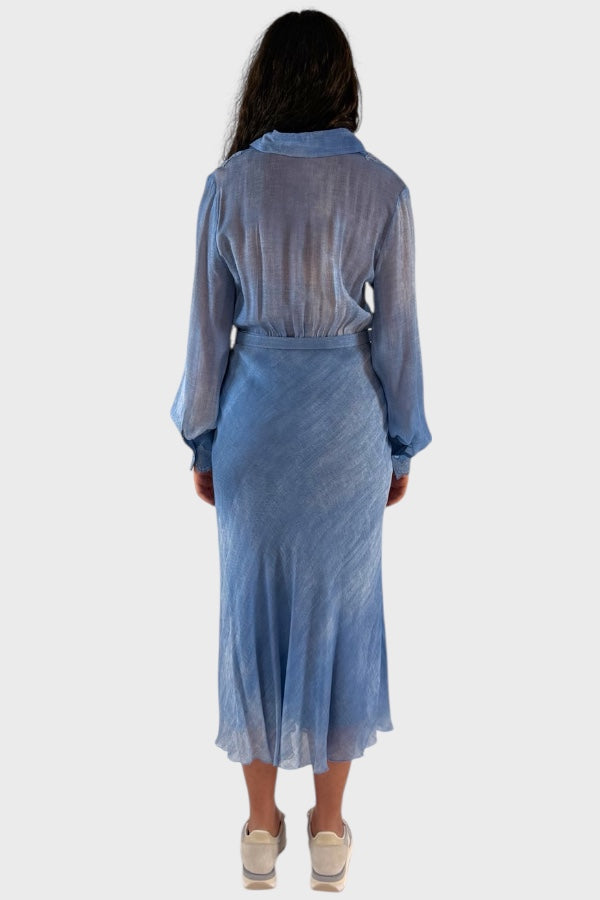 Vestito con colletto azzurro