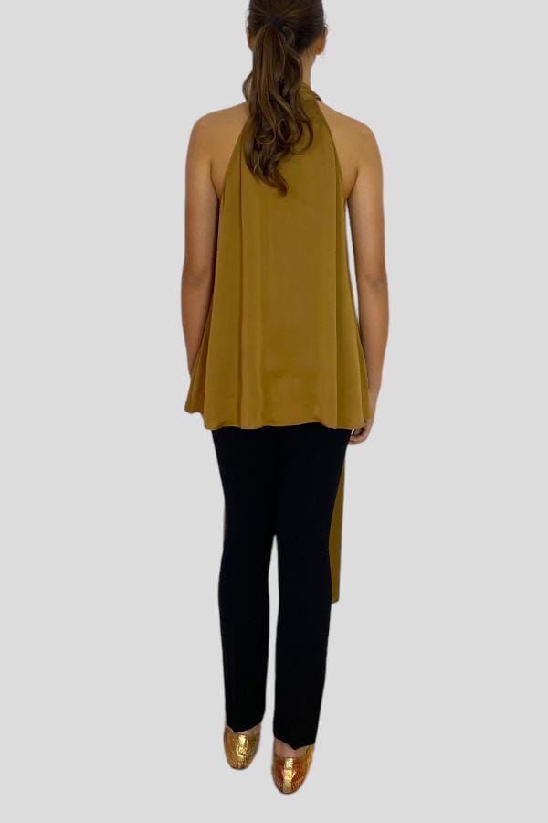 Camicia satinata in viscosa scollo americana