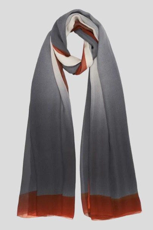 Foulard degradè in seta grigio-ruggine