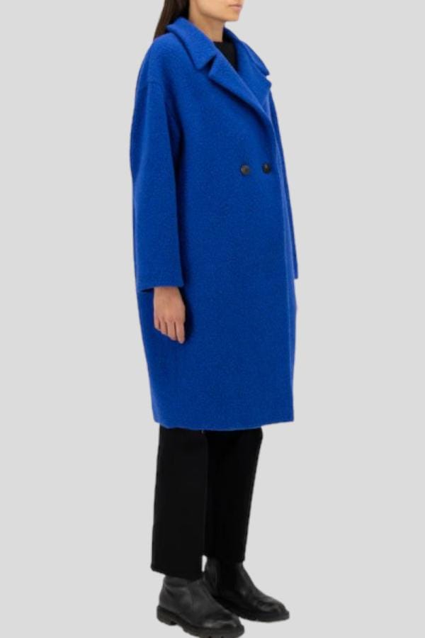 Cappotto azzurro lana bouclè