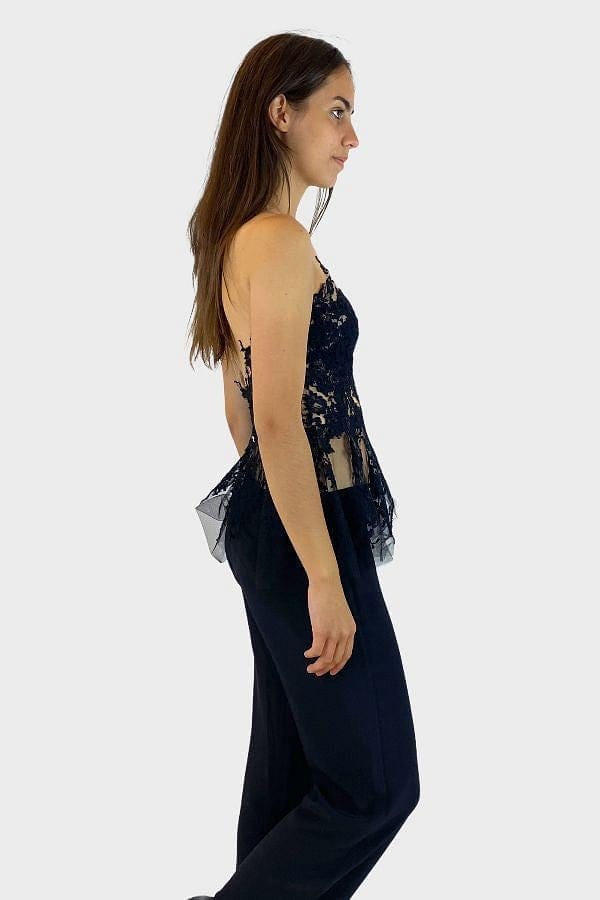 Rhea Costa Top in tulle con pizzo