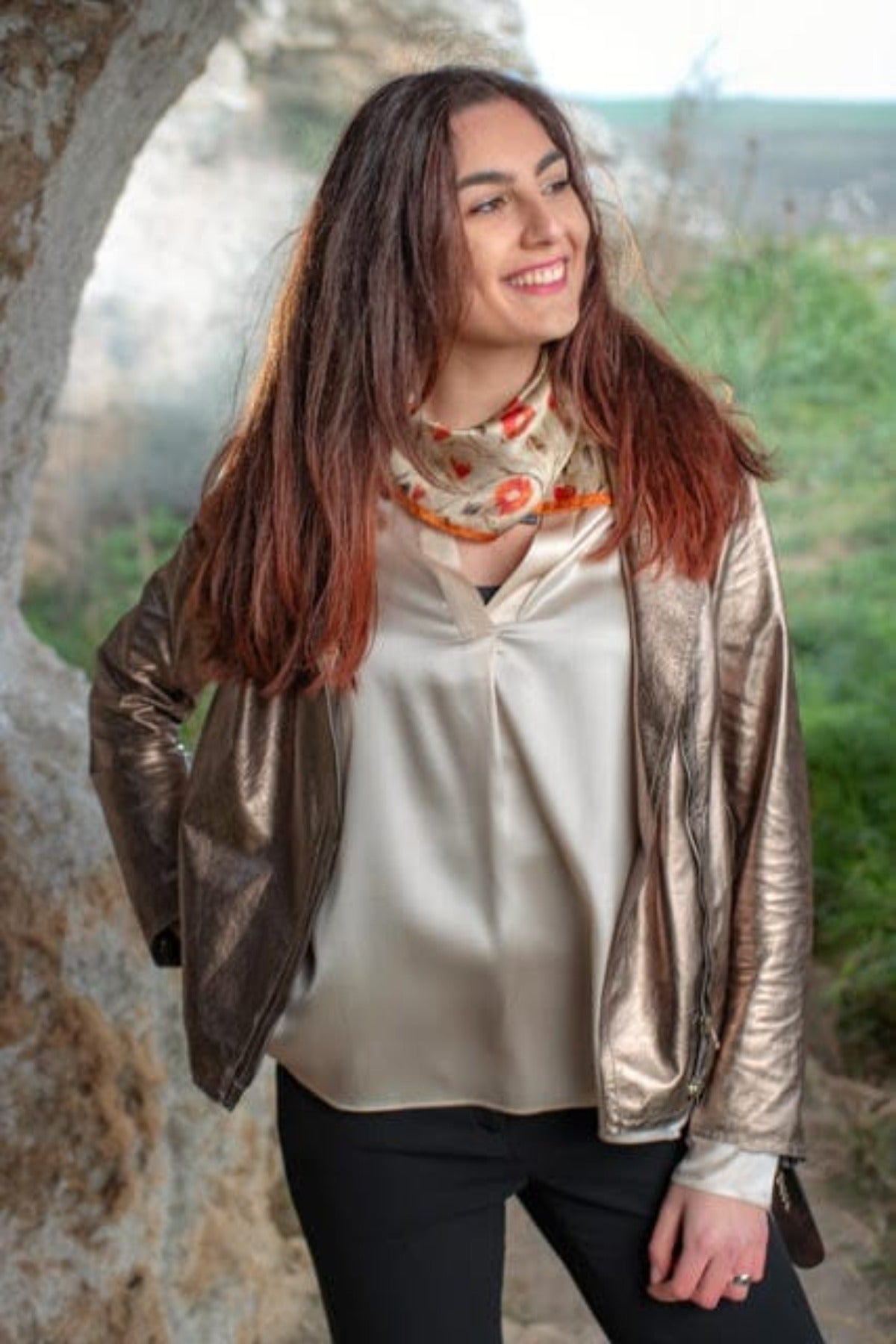 Foulard Fiori e Santi in seta artigianale