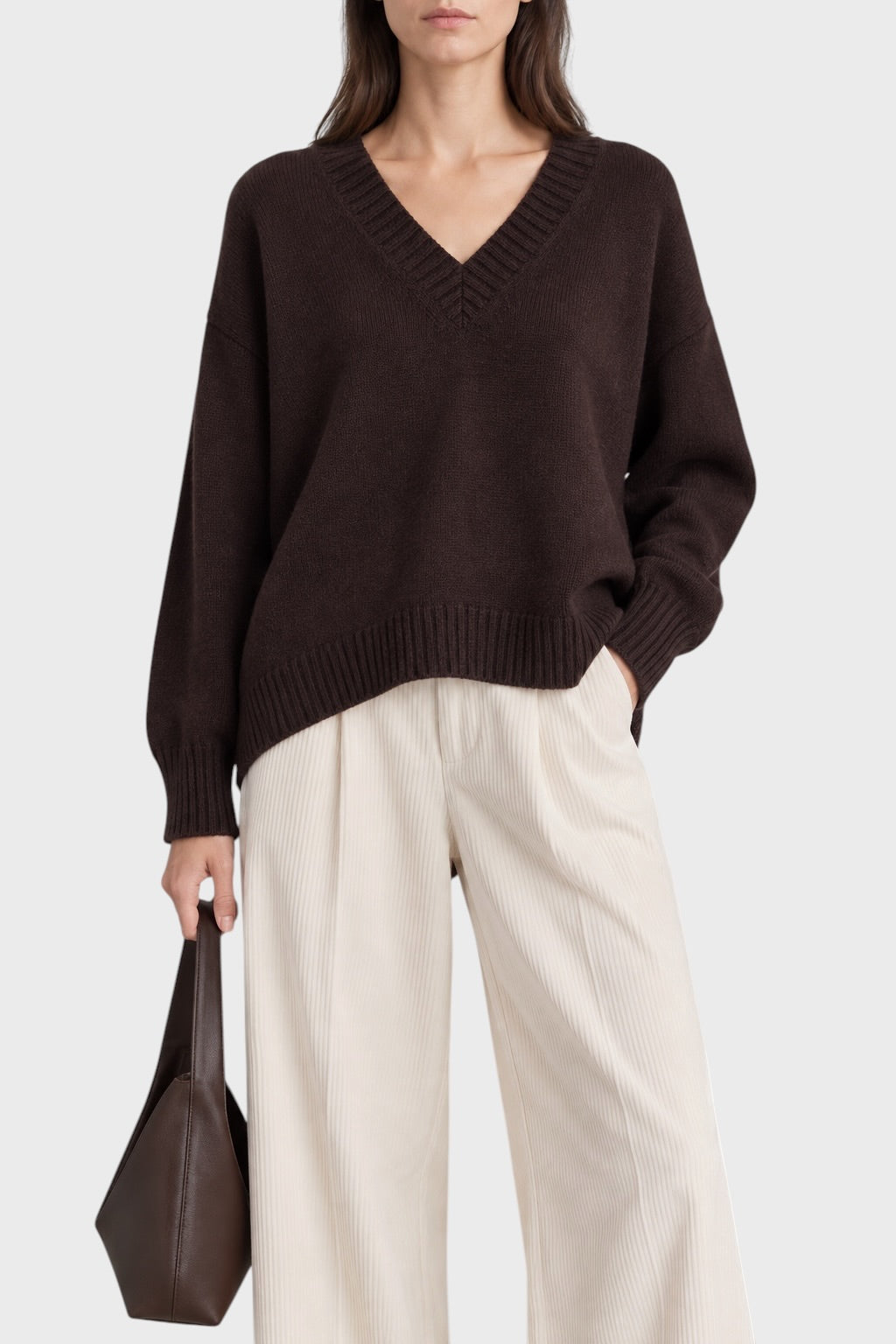 BE YOU Maglia Donna in Cachemire Grigia con Scollo a V