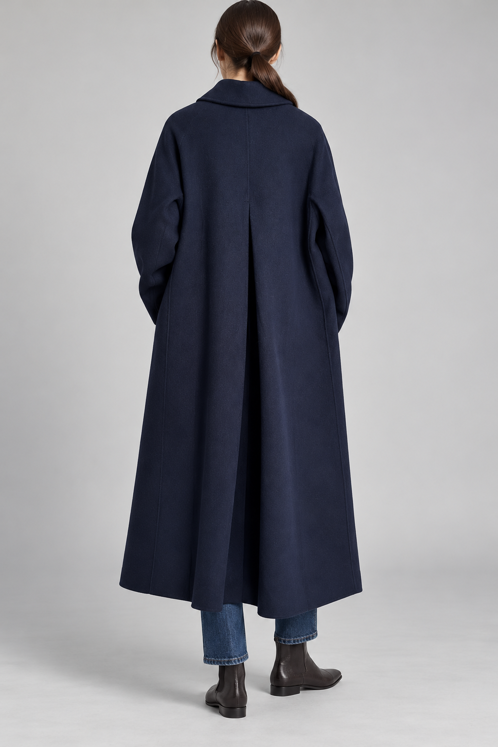 Cappotto Aspesi loden blu in lana - vista posteriore