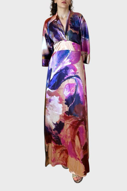 Kimono in seta elasticizzata viola fuxia