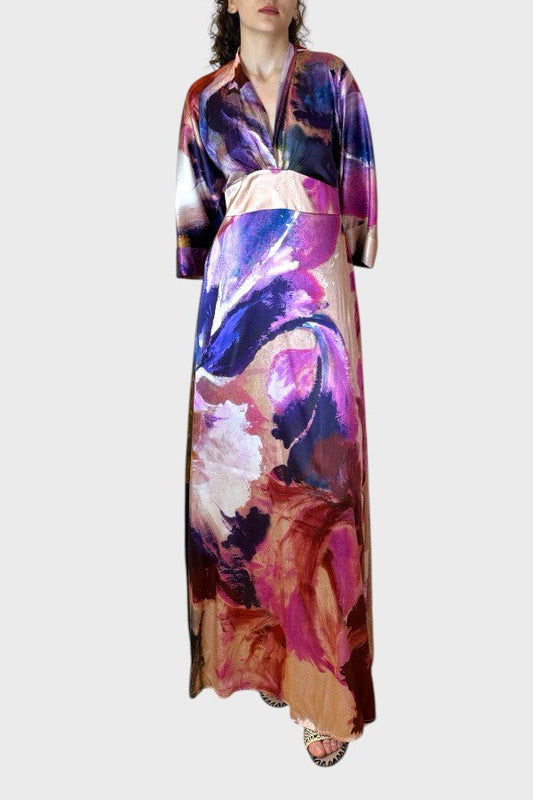 Kimono in seta elasticizzata viola fuxia
