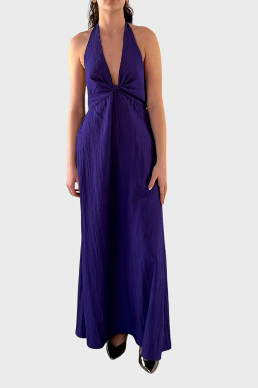 Abito lungo con allacciatura dietro al collo