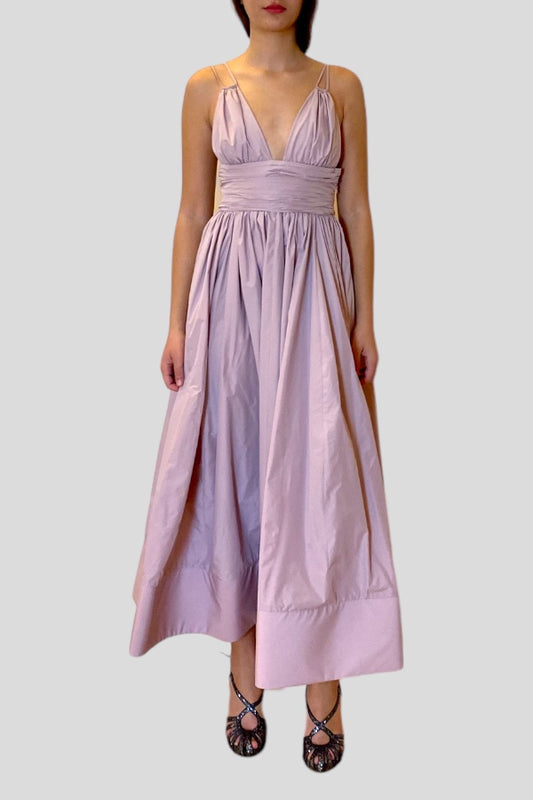 Abito in taffetas scollato rosa