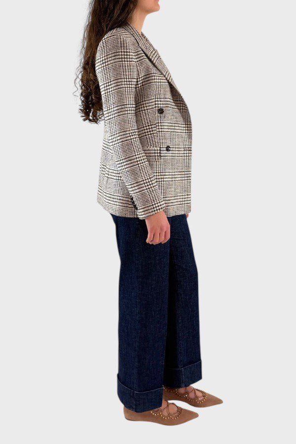 Giacca principe di Galles marrone panna 1