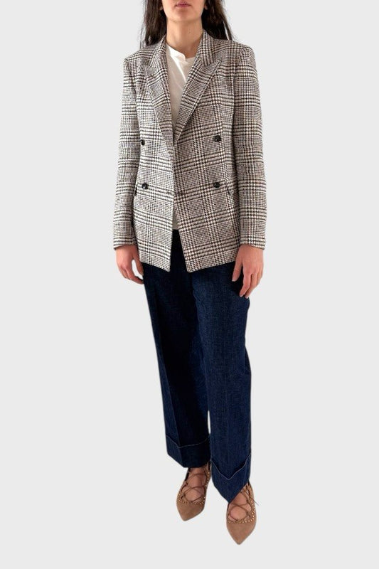 Giacca principe di Galles marrone panna