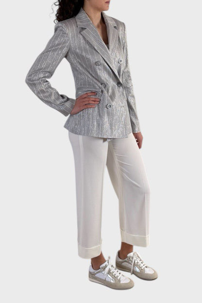 Blazer gessato lamè argento
