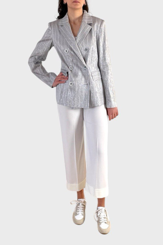 Blazer gessato lamè argento